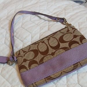Coach Brown and Purple Clutch with Monogram Pattern